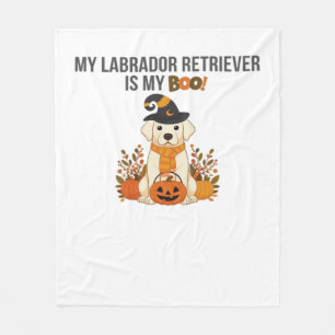 Labrador Retriever Halloween Dog Funny Spooky Boo Fleece Blanket