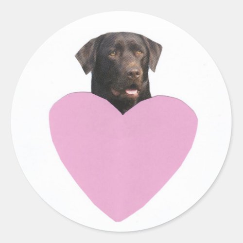 Labrador Retriever Happy Valentines Day Classic Round Sticker