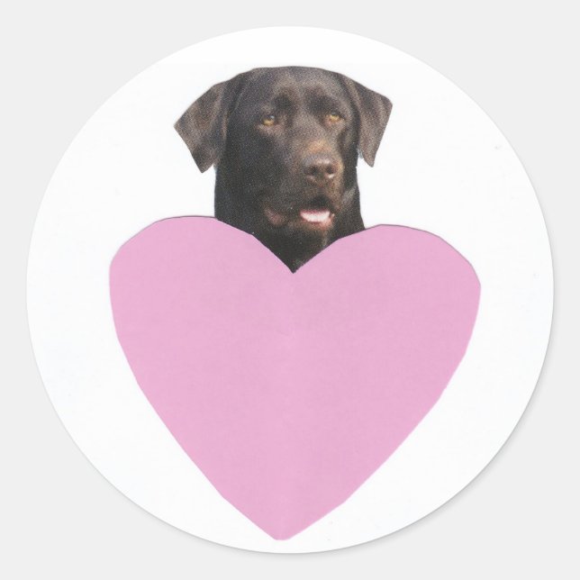 Labrador Retriever Happy Valentine's Day Classic Round Sticker (Front)