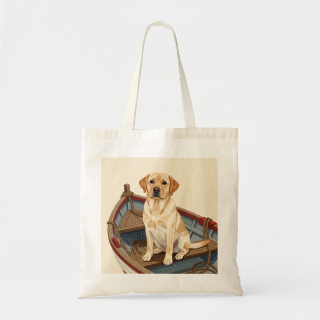 Labrador Retriever Harbor fishing boat Tote Bag