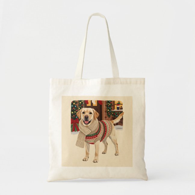 Labrador Retriever Holiday lights walk Tote Bag