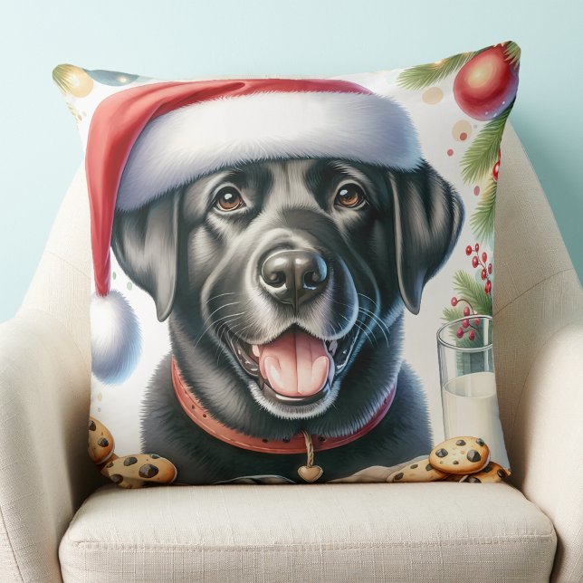 Labrador Retriever Holiday Santa Dog Christmas  Throw Pillow (Creator Uploaded)