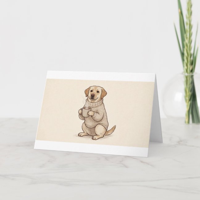 Labrador Retriever Hot cocoa winter Greeting Card