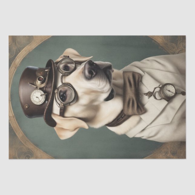 Labrador Retriever in Steampunk style decoupage Tissue Paper (Front)