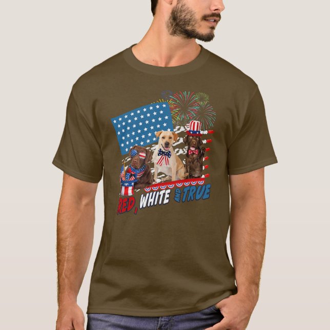 Labrador Retriever Kawaii Red White and True 4th T-Shirt (Front)