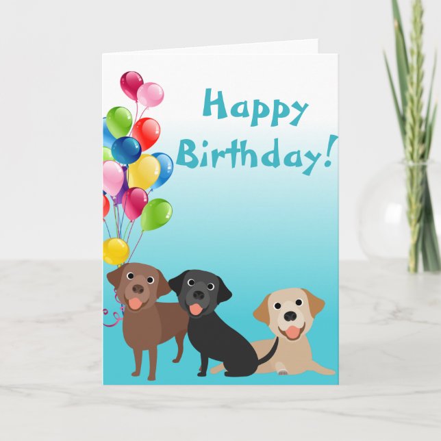 Labrador Retriever lab Animal with Balloons Card (Front)