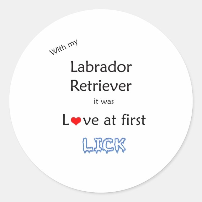 Labrador Retriever Lick Design Classic Round Sticker (Front)