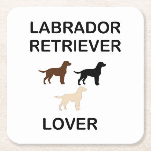 labrador retriever lover all colors silhouettes square paper coaster