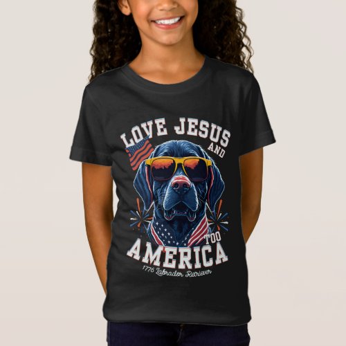 Labrador Retriever_Loves Jesus and America too T_Shirt