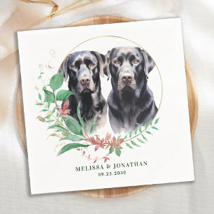 Labrador Retriever Modern Botanical Floral Wedding Napkins