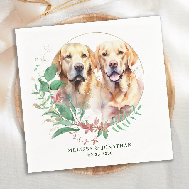 Labrador Retriever Modern Botanical Floral Wedding Napkins (Creator Uploaded)