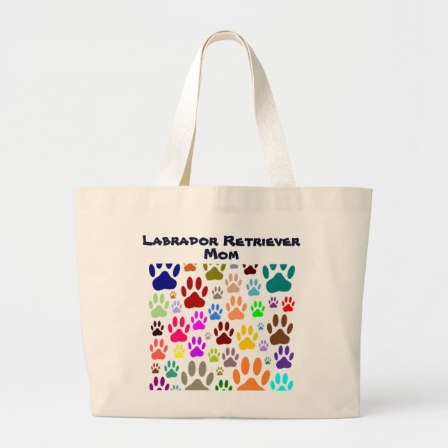 Labrador Retriever Mom Dog Paw Prints Large Tote Bag (Front)