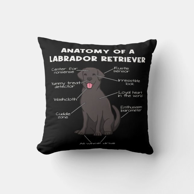 Labrador Retriever Mom Labbi Anatomy Of A Throw Pillow (Front)