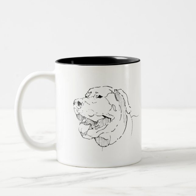 Labrador Retriever Mug, Dog Line Art Two-Tone Coffee Mug (Left)