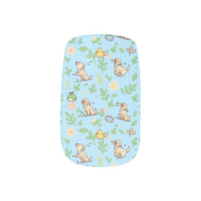 Labrador Retriever Nail Wraps Cute Pastel Spring (Left Thumb)