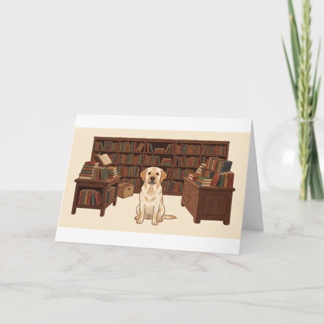 Labrador Retriever Old book antique shop Greeting  Card