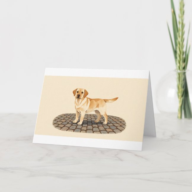Labrador Retriever Old town cobblestone Greeting C Card