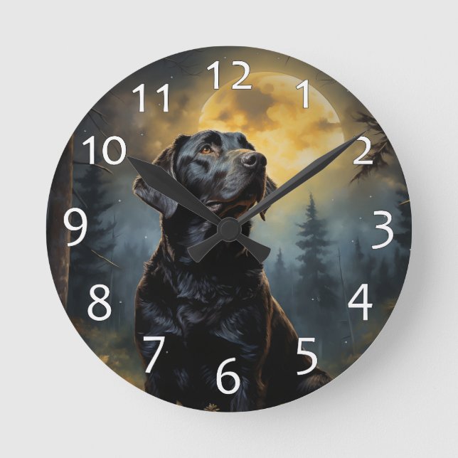 Labrador retriever on a moonlit night  round clock (Front)