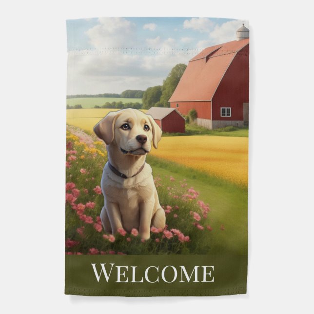 Labrador Retriever on Farm Garden Flag (Front)