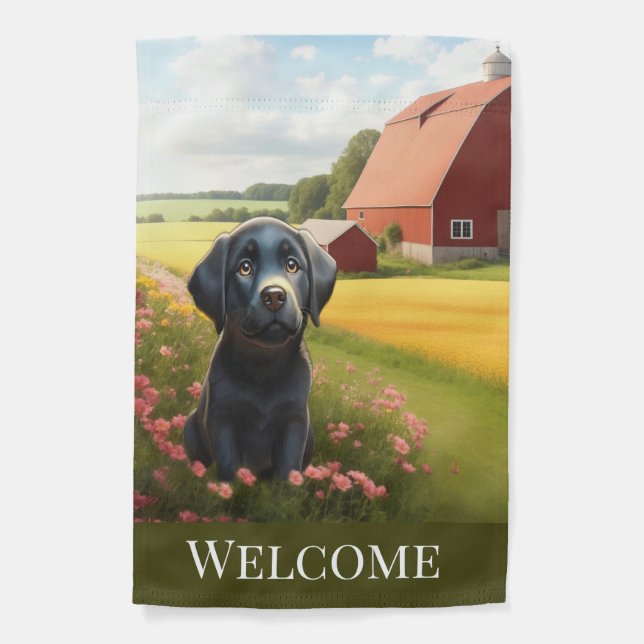 Labrador Retriever on Farm Garden Flag (Front)