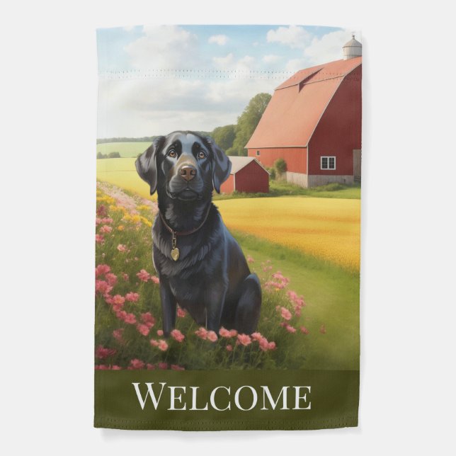 Labrador Retriever on Farm Garden Flag (Front)