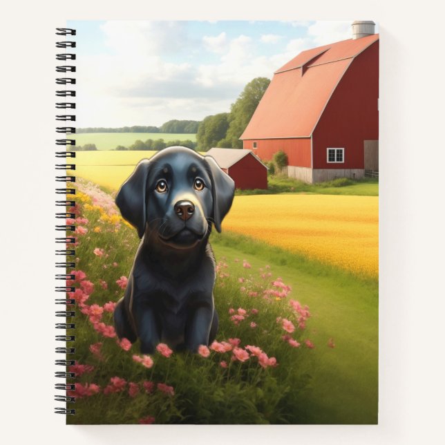 Labrador Retriever on Farm Notebook (Front)