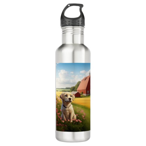 Labrador Retriever on Farm Stainless Steel Water Bottle