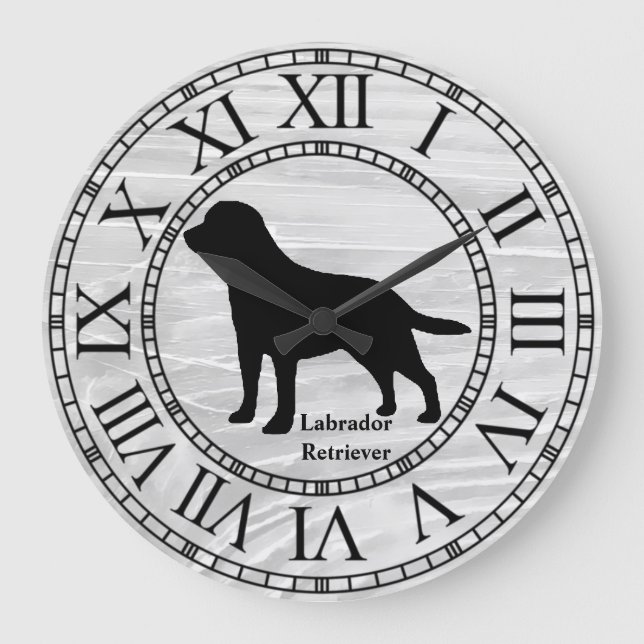 Labrador Retriever on Washed Wood Large Clock (Front)