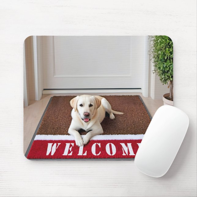 Labrador Retriever On Welcome Mat Mouse Pad (With Mouse)