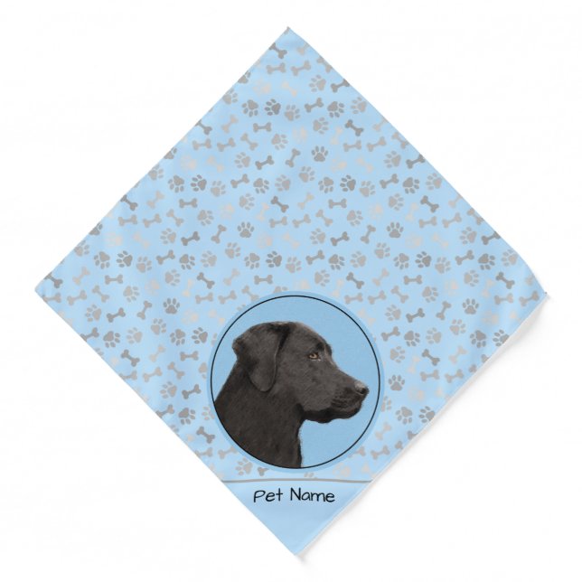 Labrador Retriever Painting Black Lab Pet Dog Art Bandana (Front)