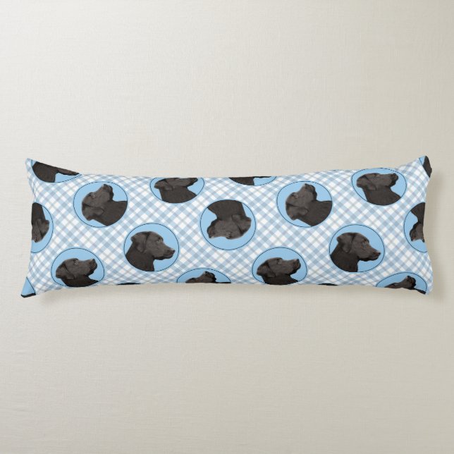 Labrador Retriever Painting Black Lab Pet Dog Art Body Pillow (Front)