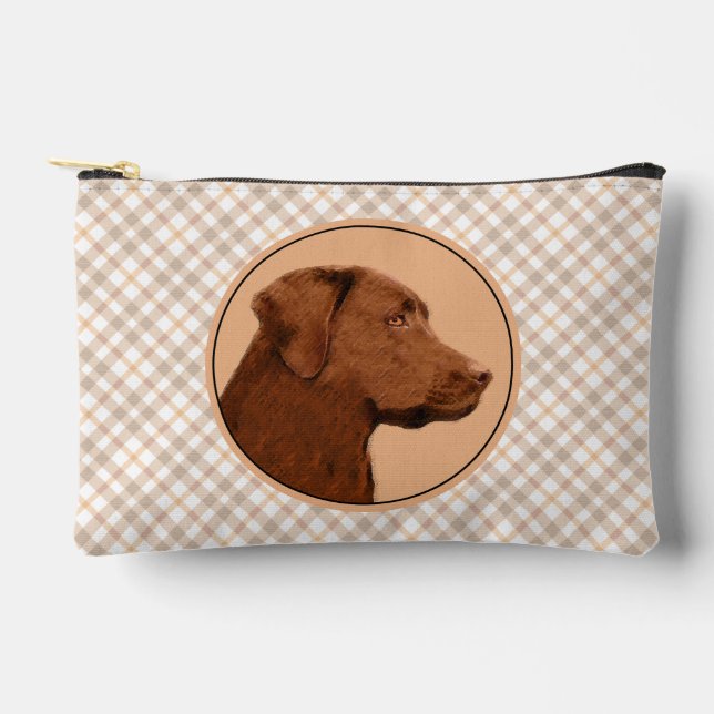 Labrador Retriever Painting Chocolate Lab Dog Art Accessory Pouch (Front)