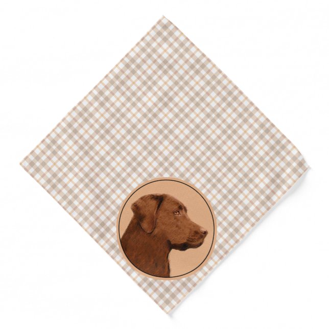 Labrador Retriever Painting Chocolate Lab Dog Art Bandana (Front)