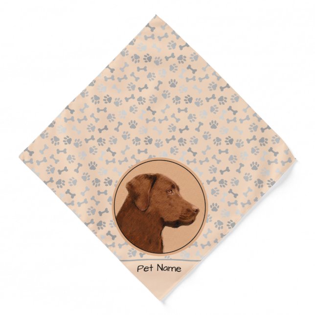 Labrador Retriever Painting Chocolate Lab Dog Art Bandana (Front)