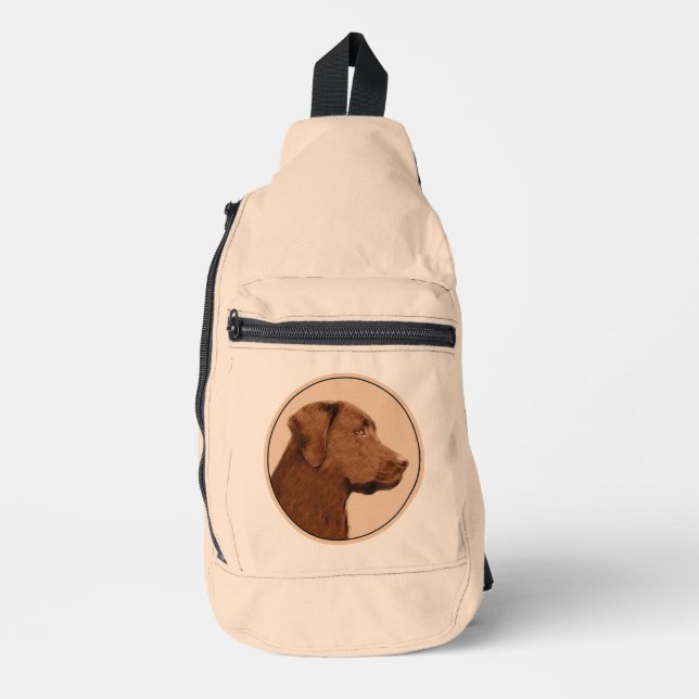 Labrador Retriever Painting Chocolate Lab Dog Art Sling Bag (Front)