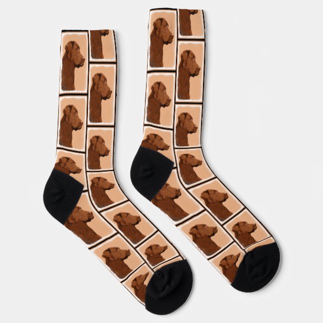 Labrador Retriever Painting Chocolate Lab Dog Art Socks (Right)