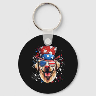 Labrador Retriever Patriotic Usa Flag 4th Of July Keychain