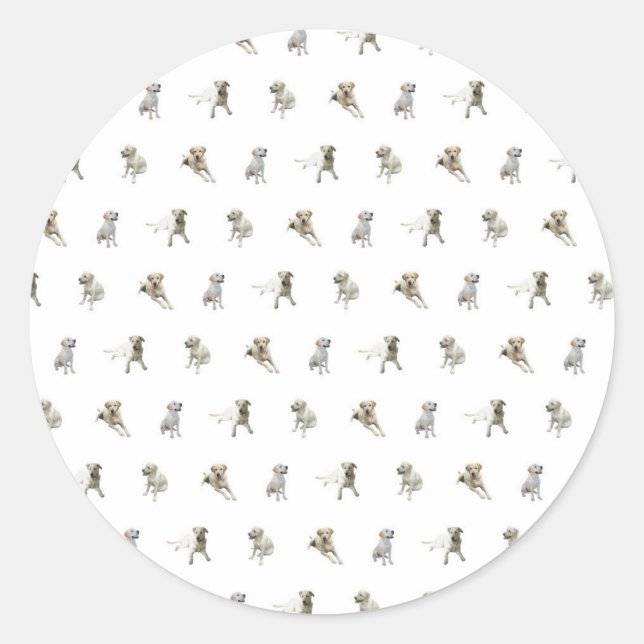 Labrador Retriever Pattern (White) Classic Round Sticker (Front)