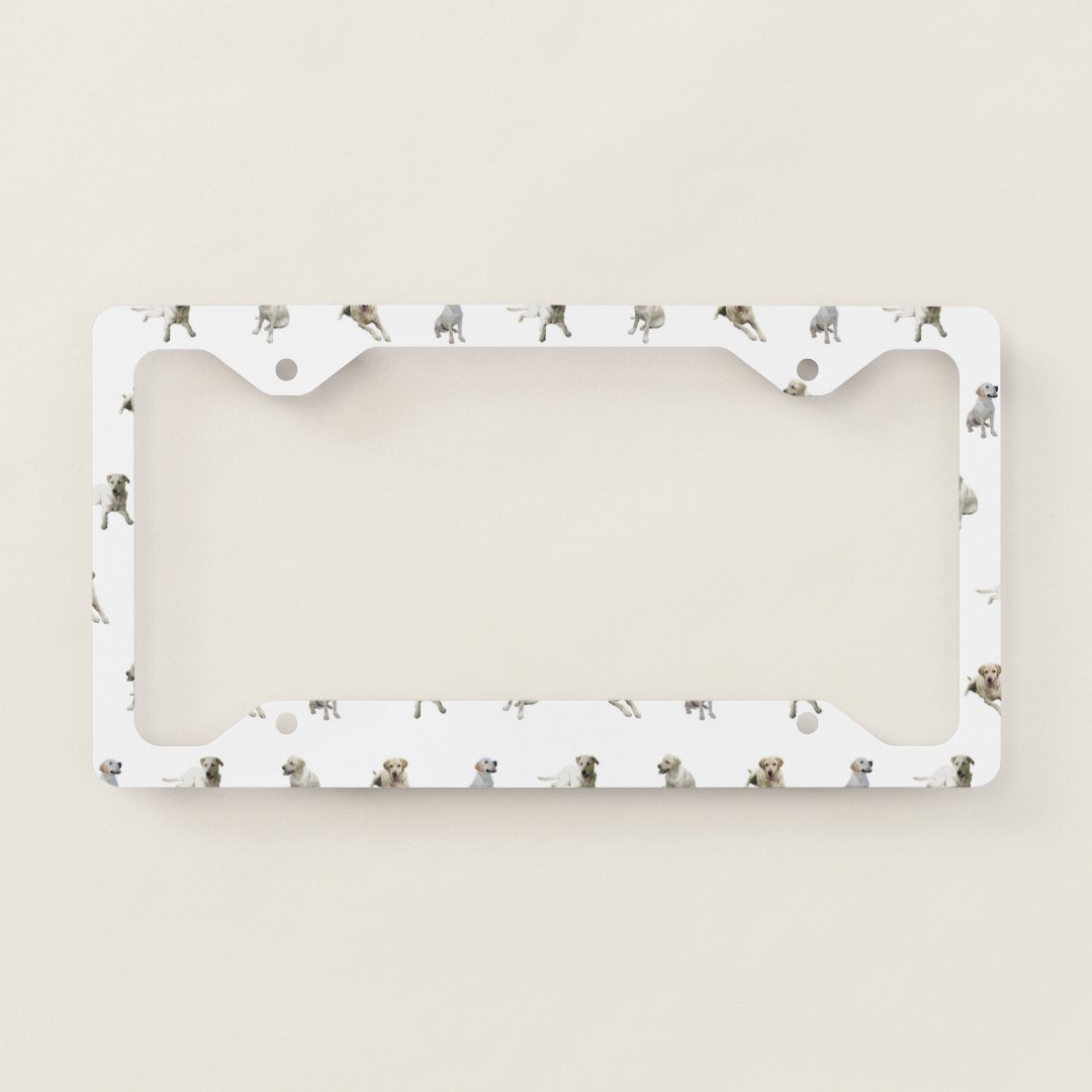 Labrador Retriever Pattern (White) License Plate Frame Zazzle