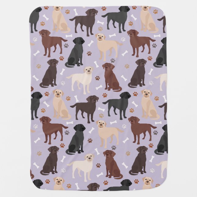 Labrador Retriever Paws and Bones Baby Blanket (Front)