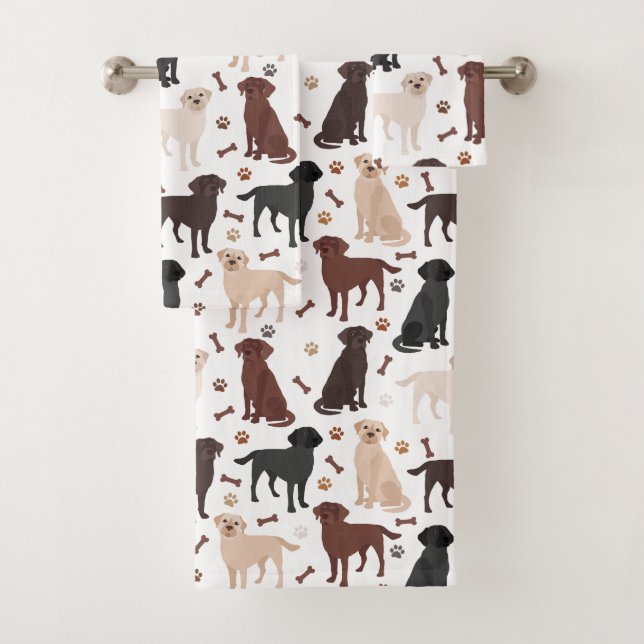 Labrador Retriever Paws and Bones Bath Towel Set (Insitu)