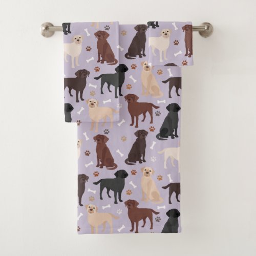 Labrador Retriever Paws and Bones Bath Towel Set