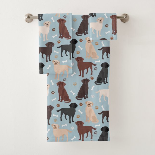 Labrador Retriever Paws and Bones Bath Towel Set (Insitu)