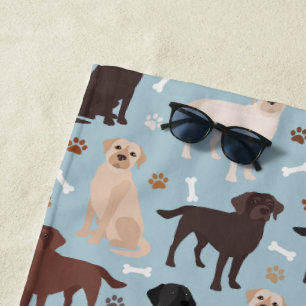 Labrador Retriever Paws and Bones Beach Towel