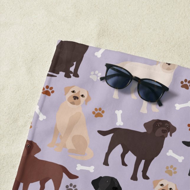 Labrador Retriever Paws and Bones Beach Towel (In Situ)