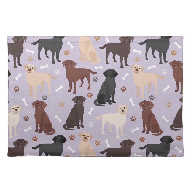 Labrador Retriever Paws and Bones Cloth Placemat (Front)