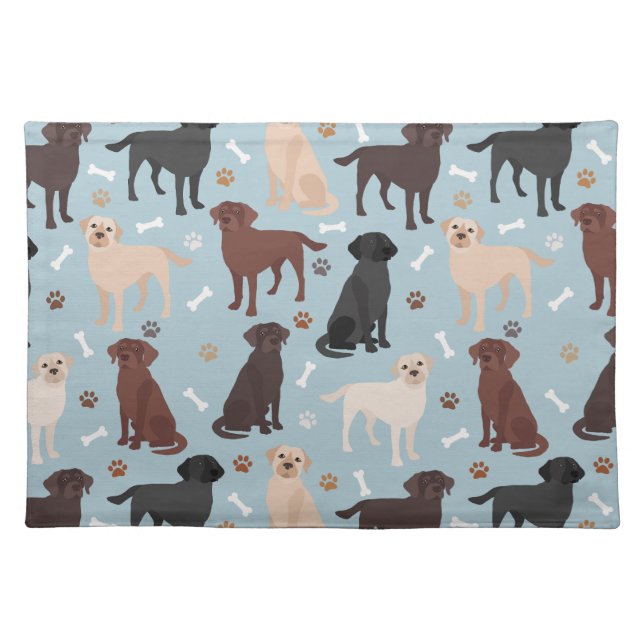 Labrador Retriever Paws and Bones Cloth Placemat (Front)