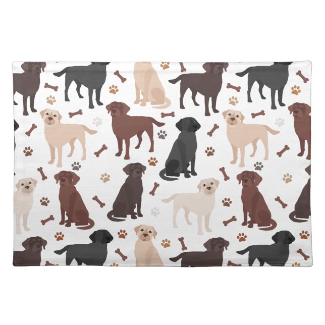 Labrador Retriever Paws and Bones Cloth Placemat (Front)