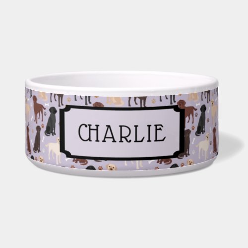 Labrador Retriever Paws and Bones Custom Name Dog  Bowl