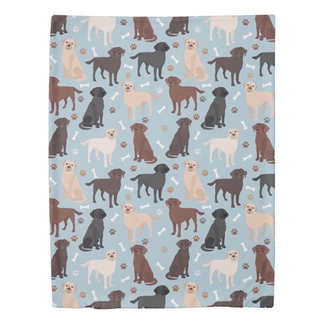 Labrador Retriever Paws and Bones Duvet Cover (Front)